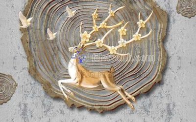 File gốc File tranh gốc dán tường hươu nai sừng K47149 (in 3D) nghệ thuật