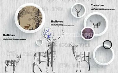 File tranh File tranh gốc dán tường hươu nai sừng K47153 (file gốc) chủ đề phong thủy