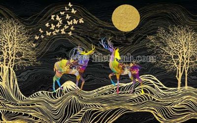 File tranh File tranh gốc dán tường hươu nai sừng K47156 (ảnh gốc) độc quyền