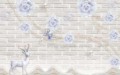 File tranh gốc in trần nhà File tranh gốc dán tường hươu nai sừng K47161 3D