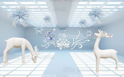 Tải file File tranh gốc dán tường hươu nai sừng K47163 (PSD) cho in ấn quảng cáo