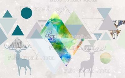 Hình ảnh file gốc in lụa File tranh gốc dán tường hươu nai sừng K47174