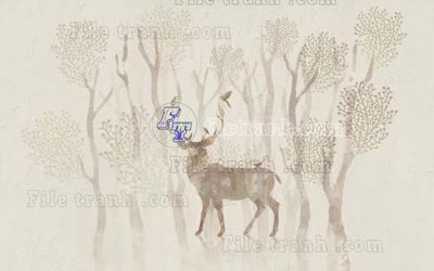 Download file gốc File tranh gốc dán tường hươu nai sừng K47178 (in mica) trang trí
