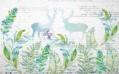 File in ấn File tranh gốc dán tường hươu nai sừng K47189 (bản gốc) sắc nét