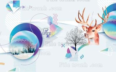 File tranh File tranh gốc dán tường hươu nai sừng K47198 (gốc) chủ đề trẻ em