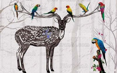 Tải file File tranh gốc dán tường hươu nai sừng K47209 (gốc) chủ đề tôn giáo