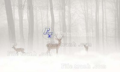 File gốc File tranh gốc dán tường hươu nai sừng K47220 (in tráng gương) sang trọng