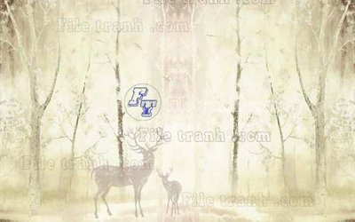 File tranh PSD File tranh gốc dán tường hươu nai sừng K47224 chất lượng cao