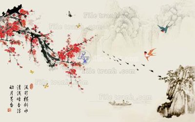 File in trần File tranh gốc tranh tường hoa 3d đẹp K48036 (file gốc) phong thủy