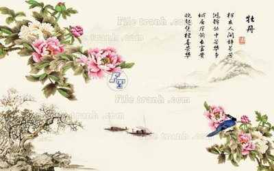 Tải file tranh gốc File tranh gốc tranh tường hoa 3d đẹp K48040 chất lượng cao