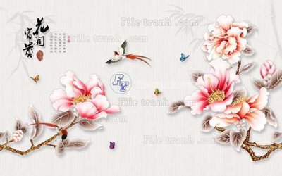 Tải file tranh gốc File tranh gốc tranh tường hoa 3d đẹp K48136 chất lượng cao