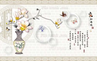 File tranh in trần 3D File tranh gốc tranh tường hoa 3d đẹp K48201 (ảnh gốc)