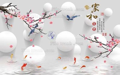 File gốc File tranh gốc tranh tường hoa 3d đẹp K48241 (ảnh chi tiết) để in lụa