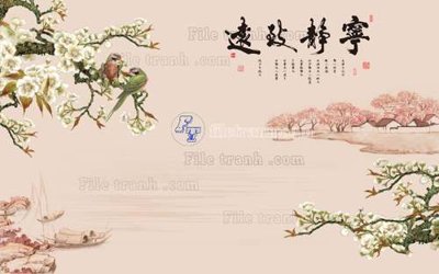 File gốc File tranh gốc tranh tường hoa 3d đẹp K48261 (ảnh chi tiết) để in ấn