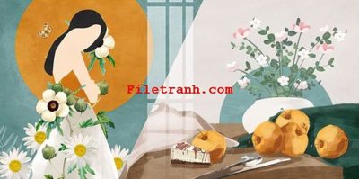 File tranh File gốc in tranh nền tường tổng hợp K64914 (bản gốc) in lụa dán tường