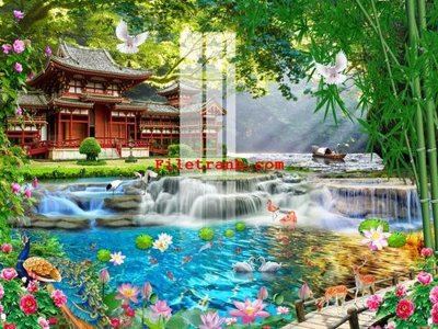 File gốc File gốc in tranh nền tường tổng hợp K65544 (in lụa) tranh thuận buồm