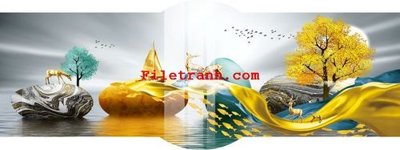 File gốc File gốc in tranh nền tường tổng hợp K65615 (in lụa) tranh thuận buồm
