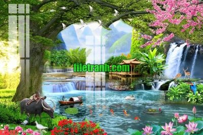 File tranh gốc in trần nhà File gốc in tranh nền tường tổng hợp K73487 3D