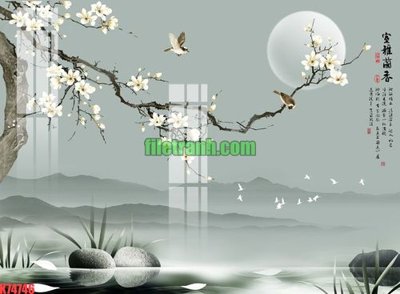 File gốc File gốc in tranh nền tường tổng hợp K74746 (in lụa) hoa văn cổ điển