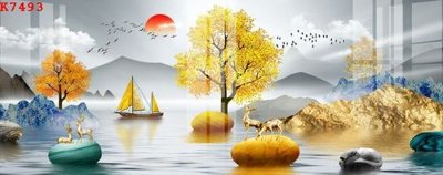 File gốc File gốc in tranh tổng hợp K7493 (in lụa) tranh mã đáo