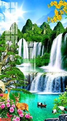 File gốc File gốc in tranh nền tường tổng hợp K75244 (in lụa) tranh thuận buồm