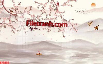 Tải file File tranh gốc dán tường hươu nai sừng K76093 (gốc) in tranh tráng gương