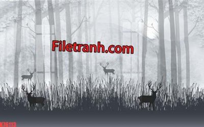 File tranh File tranh gốc dán tường hươu nai sừng K76113 (ảnh gốc) in trần xuyên sáng