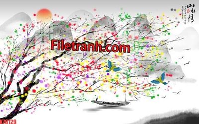 File in trần File tranh gốc dán tường hươu nai sừng K76129 (bản gốc) phong cảnh