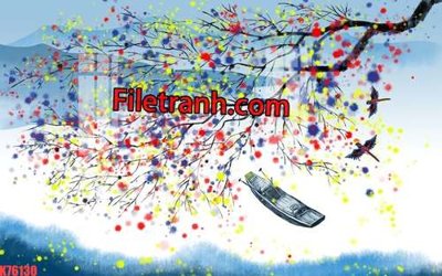 File in trần File tranh gốc dán tường hươu nai sừng K76130 (bản gốc) mây trời