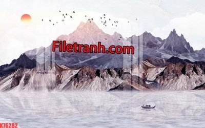 Tải file File tranh gốc dán tường hươu nai sừng K76282 (gốc) chủ đề hoa sen