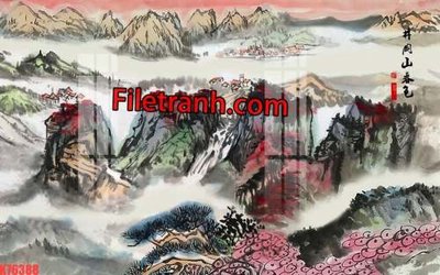 File in lụa File tranh gốc dán tường hươu nai sừng K76388 (hoa văn) File tranh gốc dán tường hươu nai sừng K76388