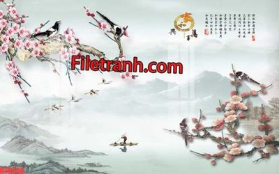 Tải file File tranh gốc dán tường hươu nai sừng K76446 (gốc) làm file thiết kế