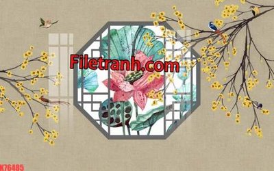 Ảnh gốc file in lụa File tranh gốc dán tường hươu nai sừng K76485 chi tiết