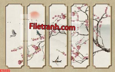 Ảnh gốc File tranh gốc dán tường hươu nai sừng K76495 (độ nét cao) in mica