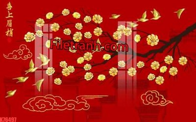 File in ấn File tranh gốc dán tường hươu nai sừng K76497 chuyên nghiệp