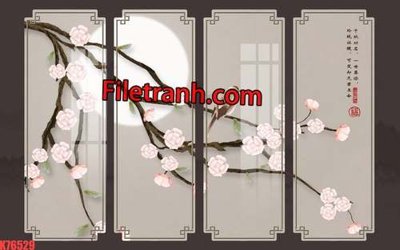 File tranh File tranh gốc dán tường hươu nai sừng K76529 (bản gốc) in lụa dán tường