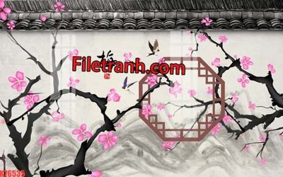 File gốc File tranh gốc dán tường hươu nai sừng K76535 (thiết kế) cho in ấn