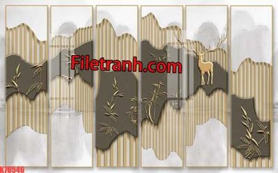 Ảnh gốc File tranh gốc dán tường hươu nai sừng K76546 (độ nét cao) in mica
