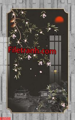 File gốc File tranh gốc dán tường hươu nai sừng K76598 (in lụa) họa tiết 3D