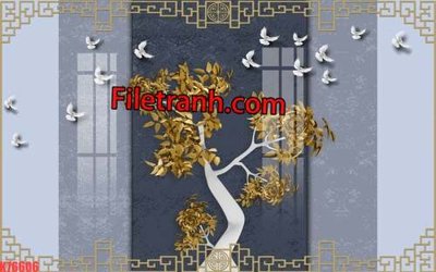 Tải file gốc File tranh gốc dán tường hươu nai sừng K76606 dùng cho in ấn
