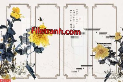 Hình ảnh file gốc File tranh gốc dán tường hươu nai sừng K76634 (chất lượng cao)