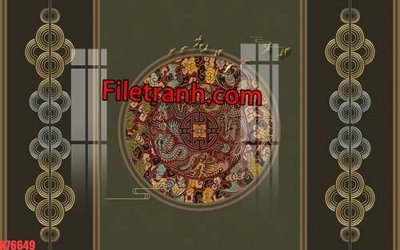 File gốc File tranh gốc dán tường hươu nai sừng K76649 (in lụa) tranh phong thủy