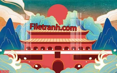 Tải file File tranh gốc dán tường hươu nai sừng K76747 (PSD) cho in tranh kính