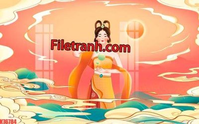 File in lụa File tranh gốc dán tường hươu nai sừng K76784 (hoa văn) File tranh gốc dán tường hươu nai sừng K76784