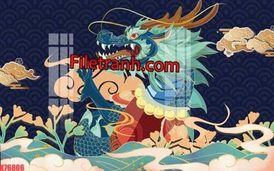 File gốc File tranh gốc dán tường hươu nai sừng K76806 (in mica) trang trí