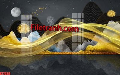 File tranh gốc File tranh gốc dán tường hươu nai sừng K77039 chủ đề hiện đại