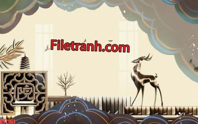 Tải file File tranh gốc dán tường hươu nai sừng K77161 (PSD) cho in tranh 3D