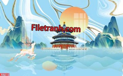 File gốc File tranh gốc dán tường hươu nai sừng K77181 (PNG) nền trong suốt