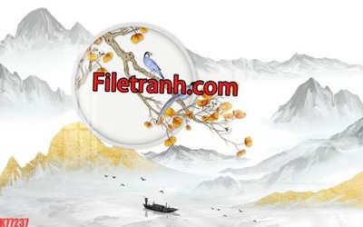 File tranh File tranh gốc dán tường hươu nai sừng K77237 (bản gốc) in lụa dán tường