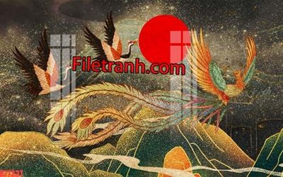 Download file File tranh gốc dán tường hươu nai sừng K77337 (gốc) in mica cao cấp